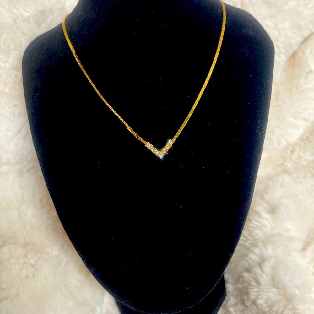 Vintage Christian Doir V-Shape Rhinestone Necklace